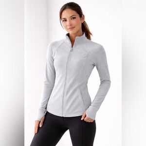 Athleta Ribbed Full Zip Athletic Jacket Size S white Lightweight